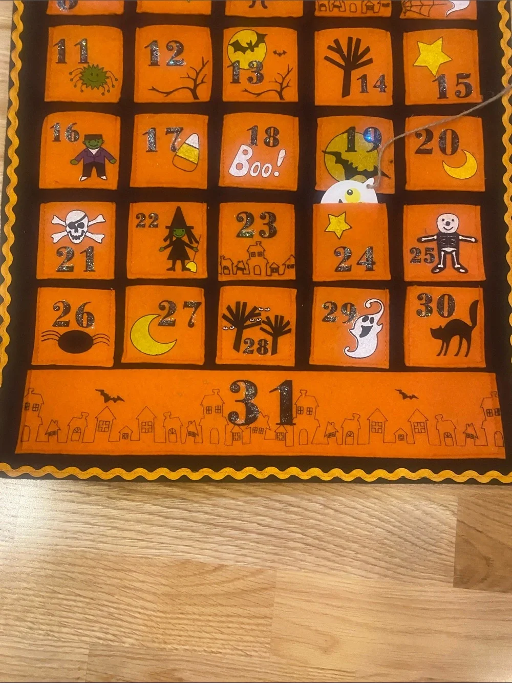 Happy Halloween Felt Countdown Wall Banner - Orange and Black